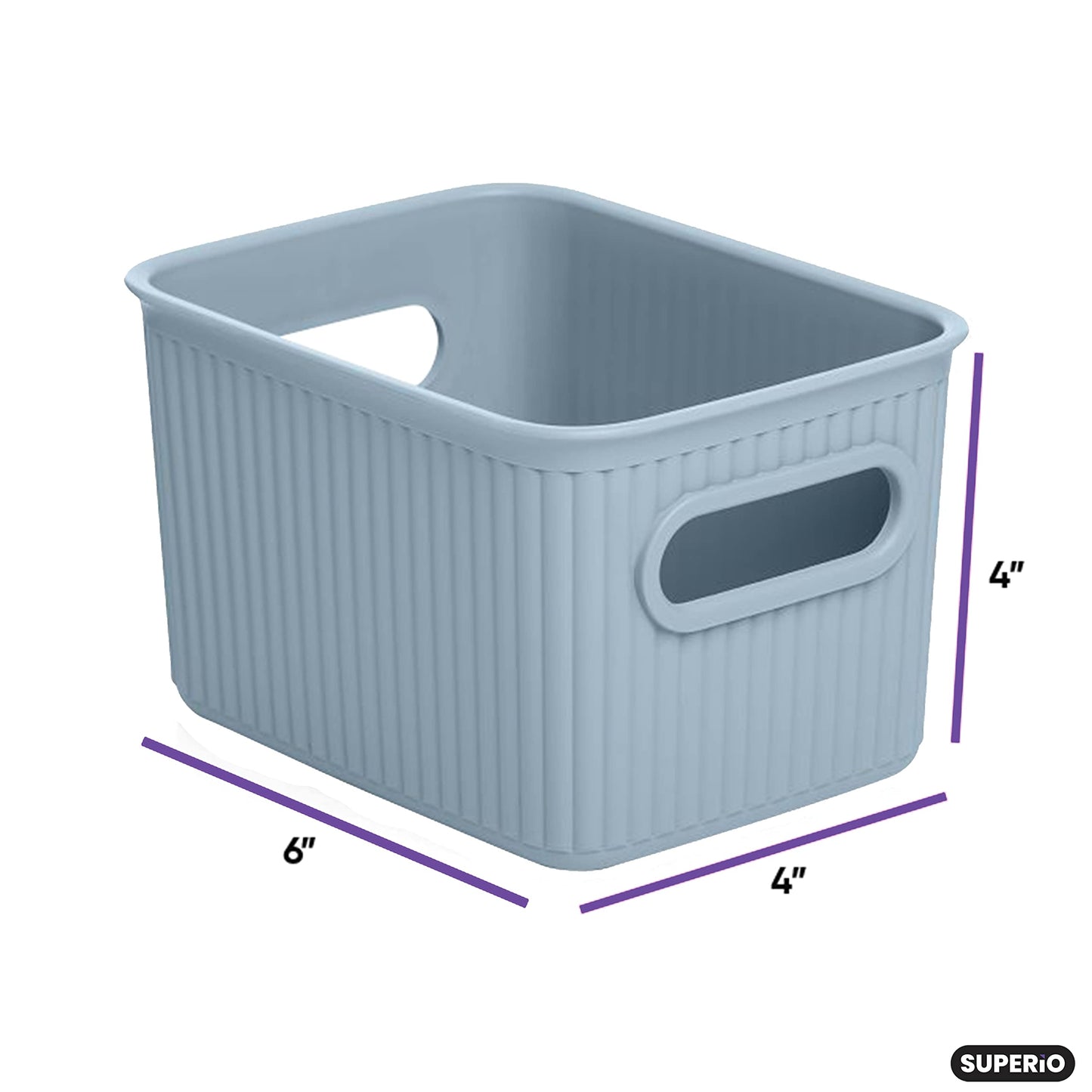 1.5 Liter Ribbed Storage Bin Stone Blue