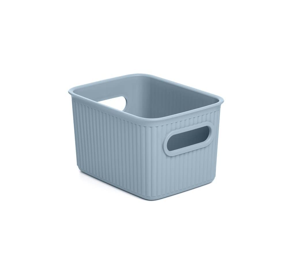 1.5 Liter Ribbed Storage Bin Stone Blue