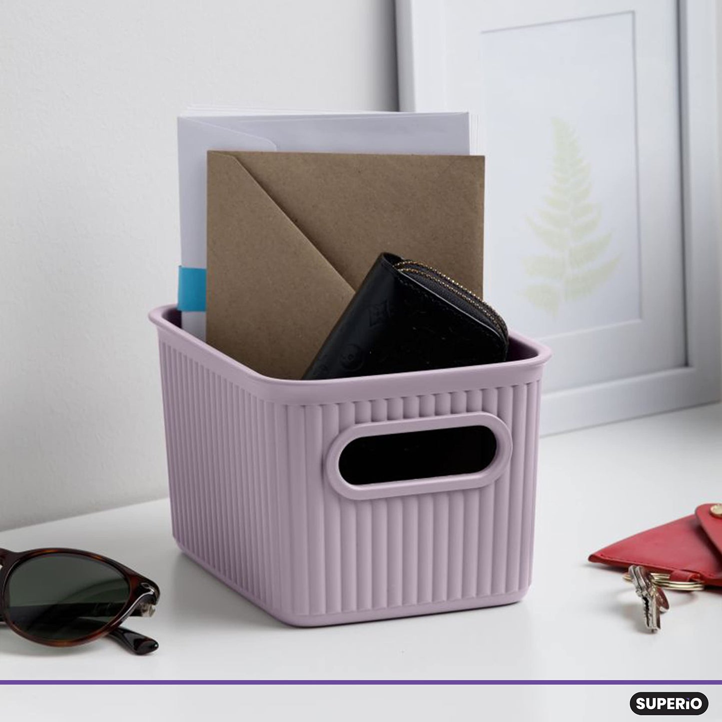 1.5 Liter Ribbed Storage Bin Lilac