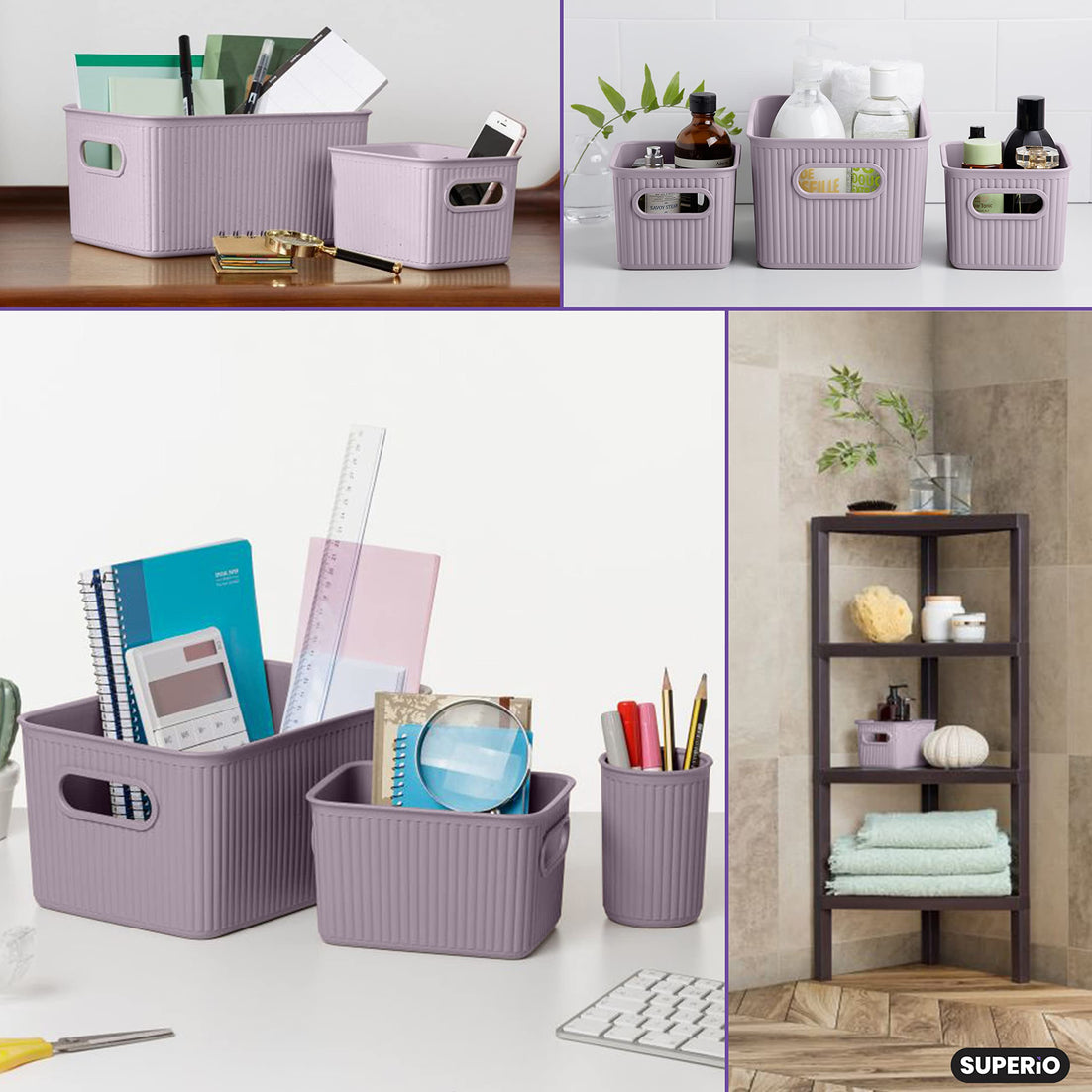 1.5 Liter Ribbed Storage Bin Lilac