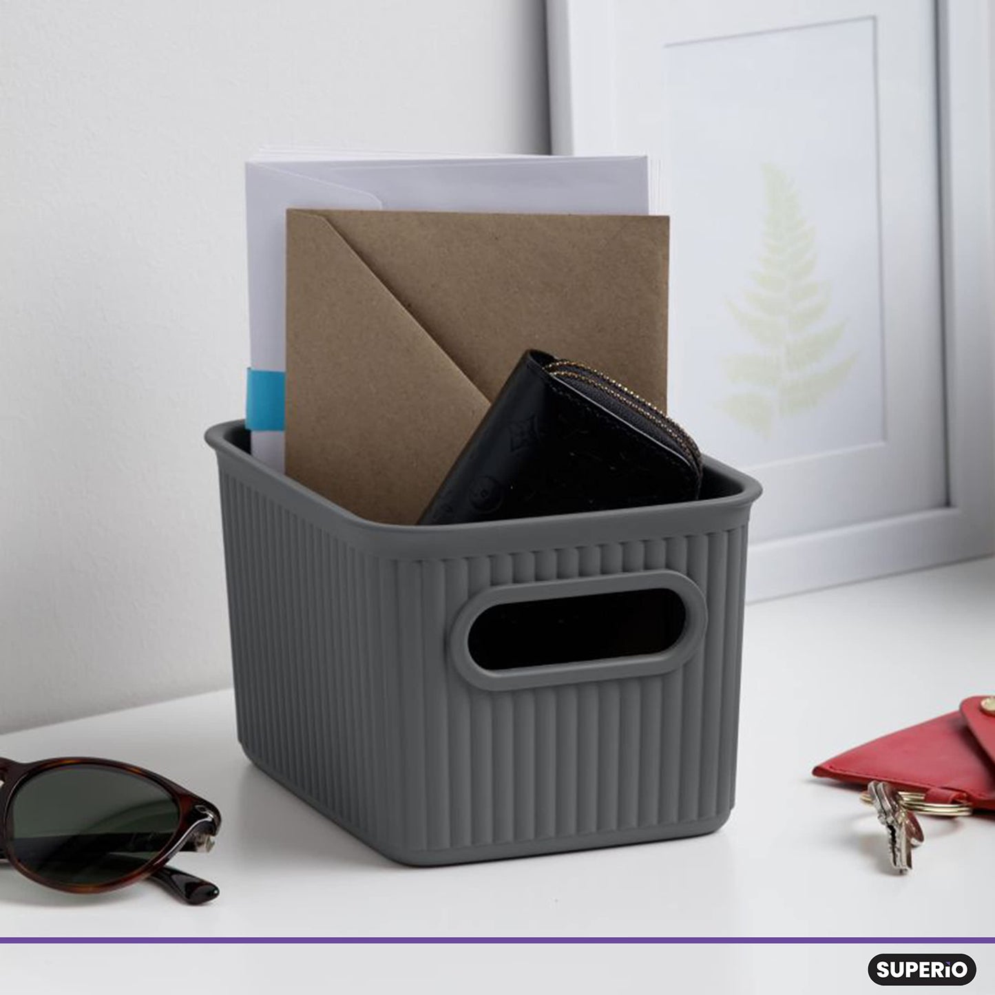 1.5 Liter Ribbed Storage Bin Grey