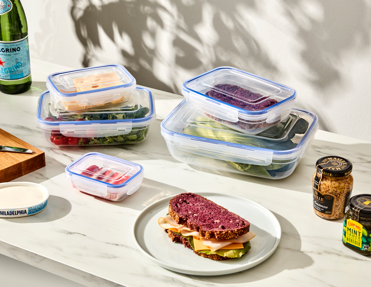 Superio Food Storage Containers, Airtight Leak-Proof Meal Prep Rectangular Containers, 2.5 Qt.