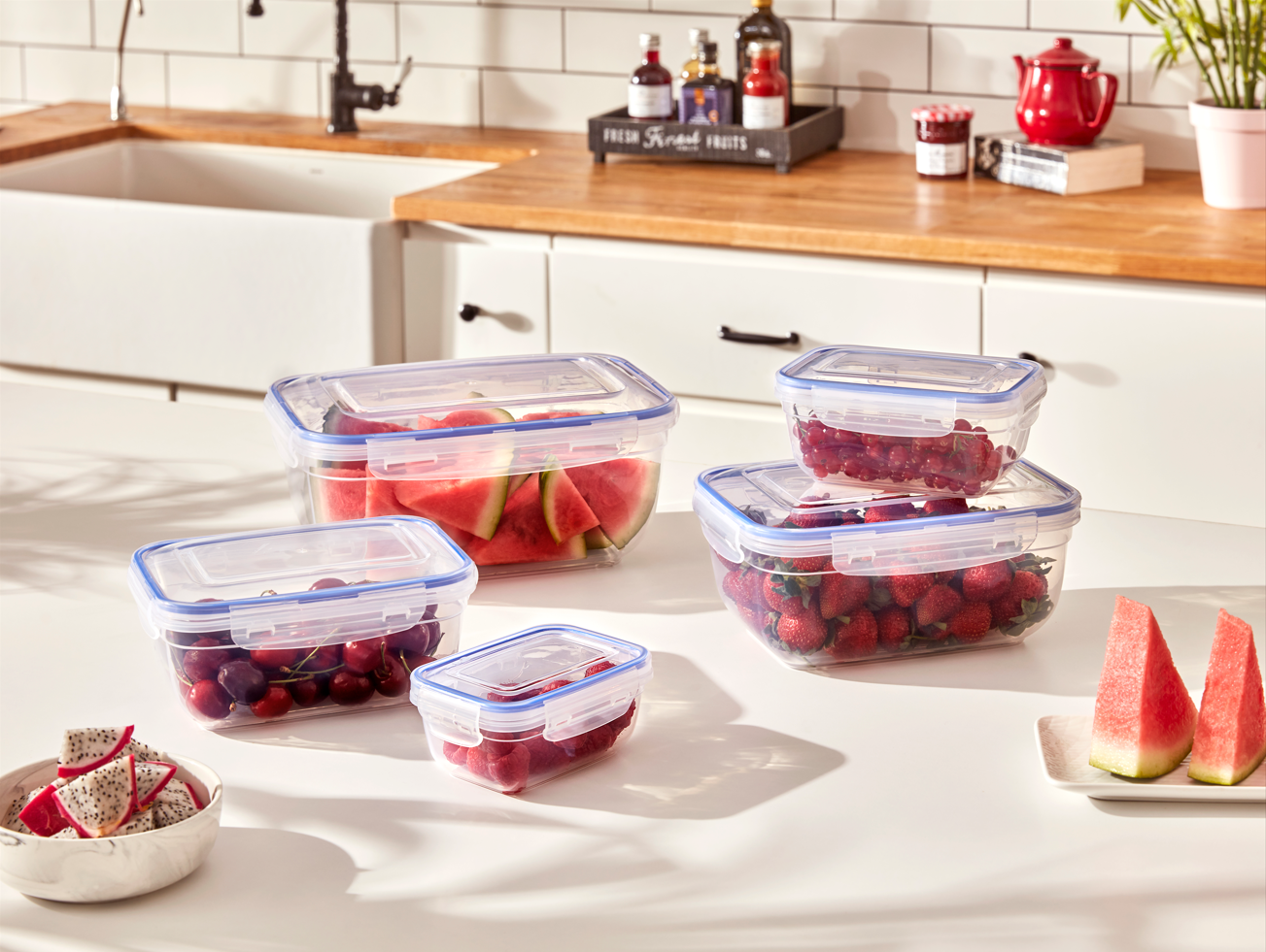 Superio Food Storage Containers, Airtight Leak-Proof Meal Prep Deep Rectangular Containers, Set of 3 Multiple sizes.