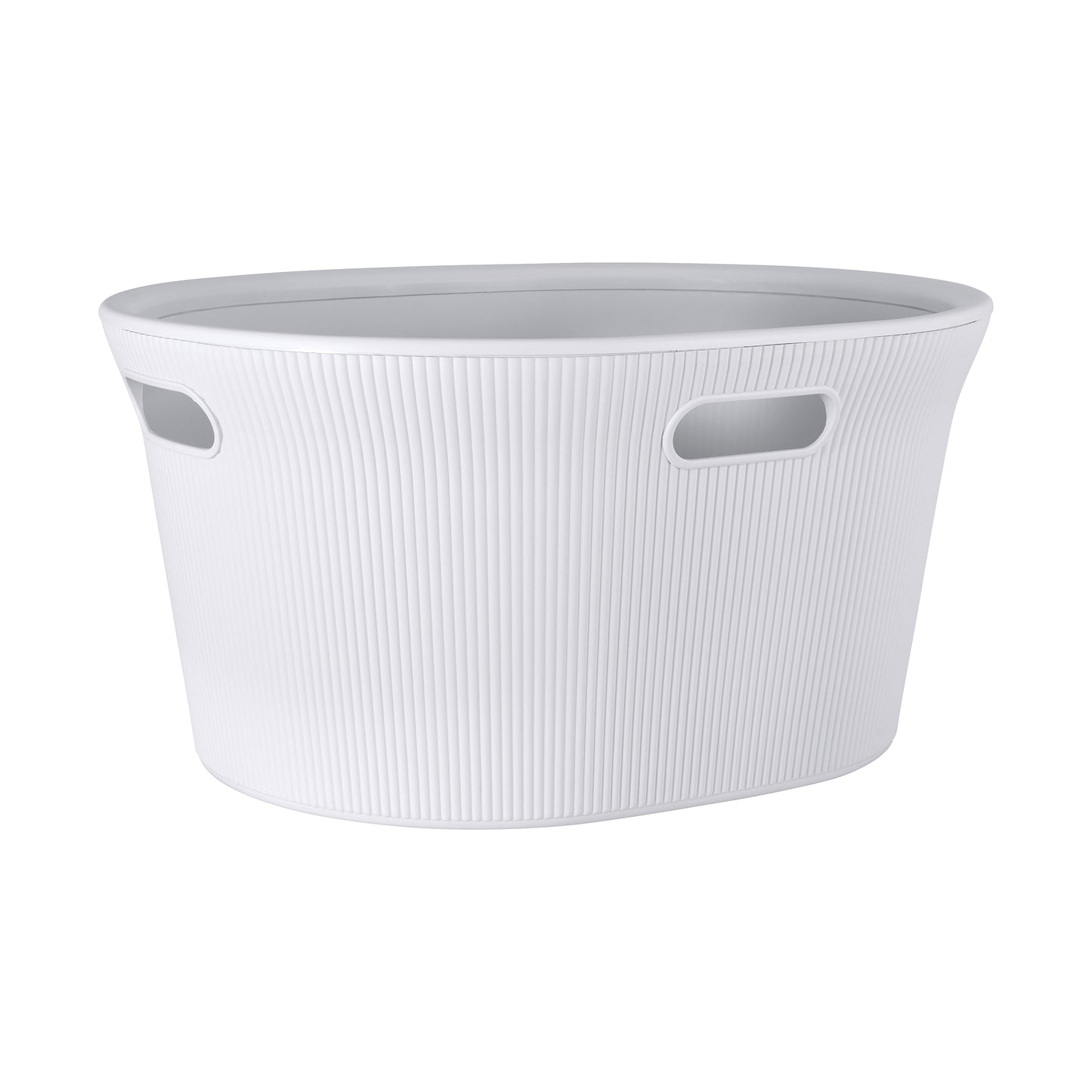 35 Liter Ribbed Laundry Basket White Smoke