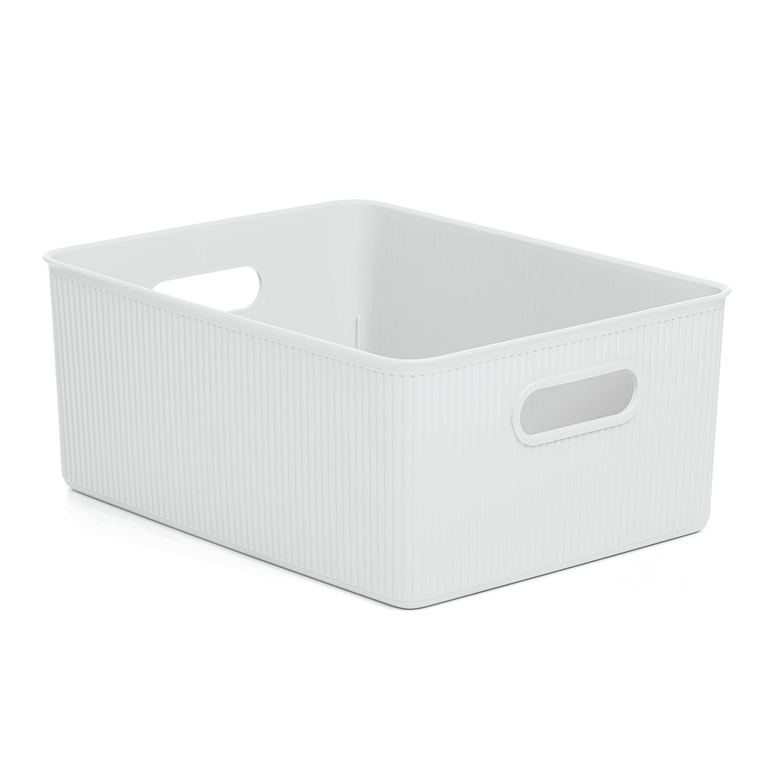 15 Liter Ribbed Storage Bin White Smoke
