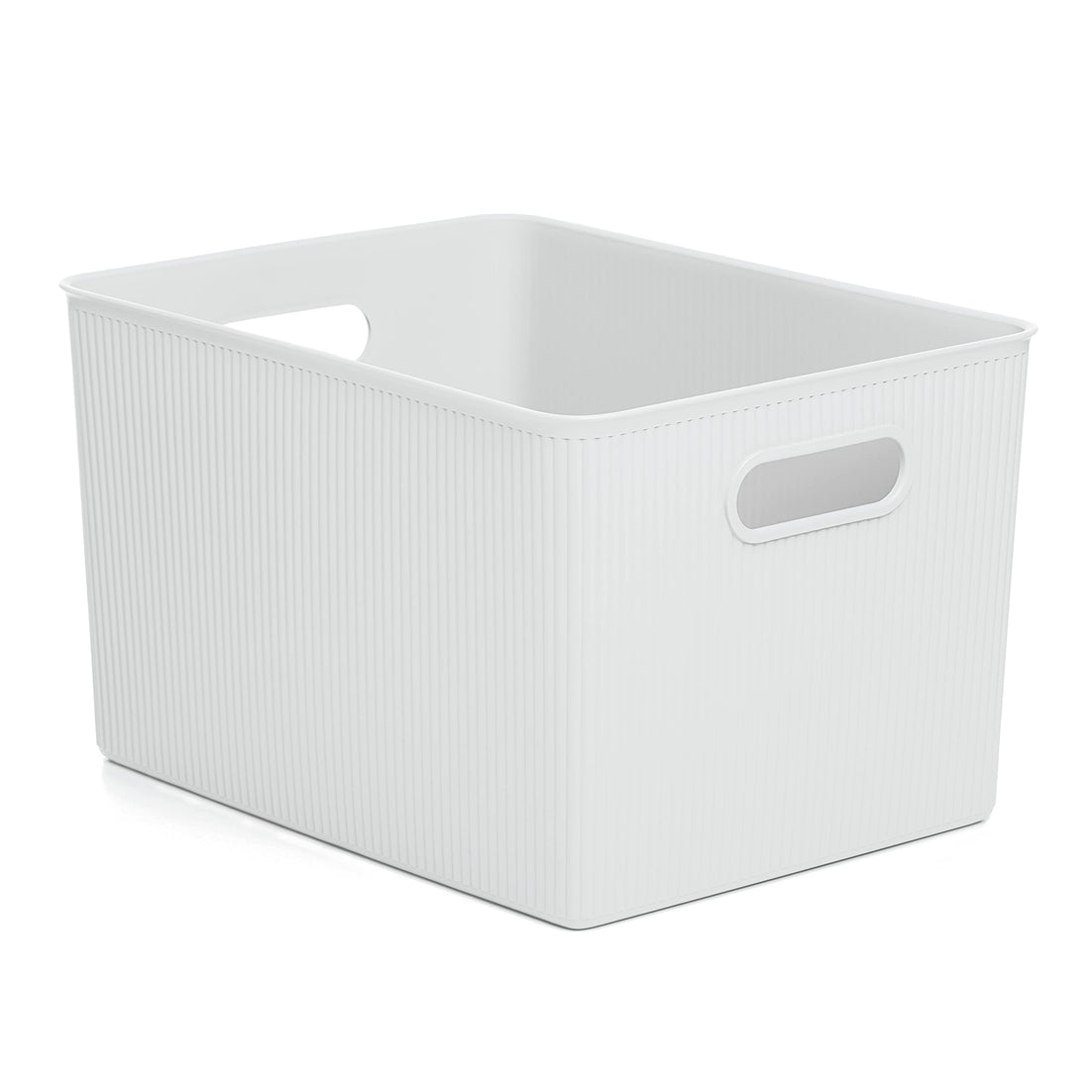 22 Liter Ribbed Storage Bin White Smoke