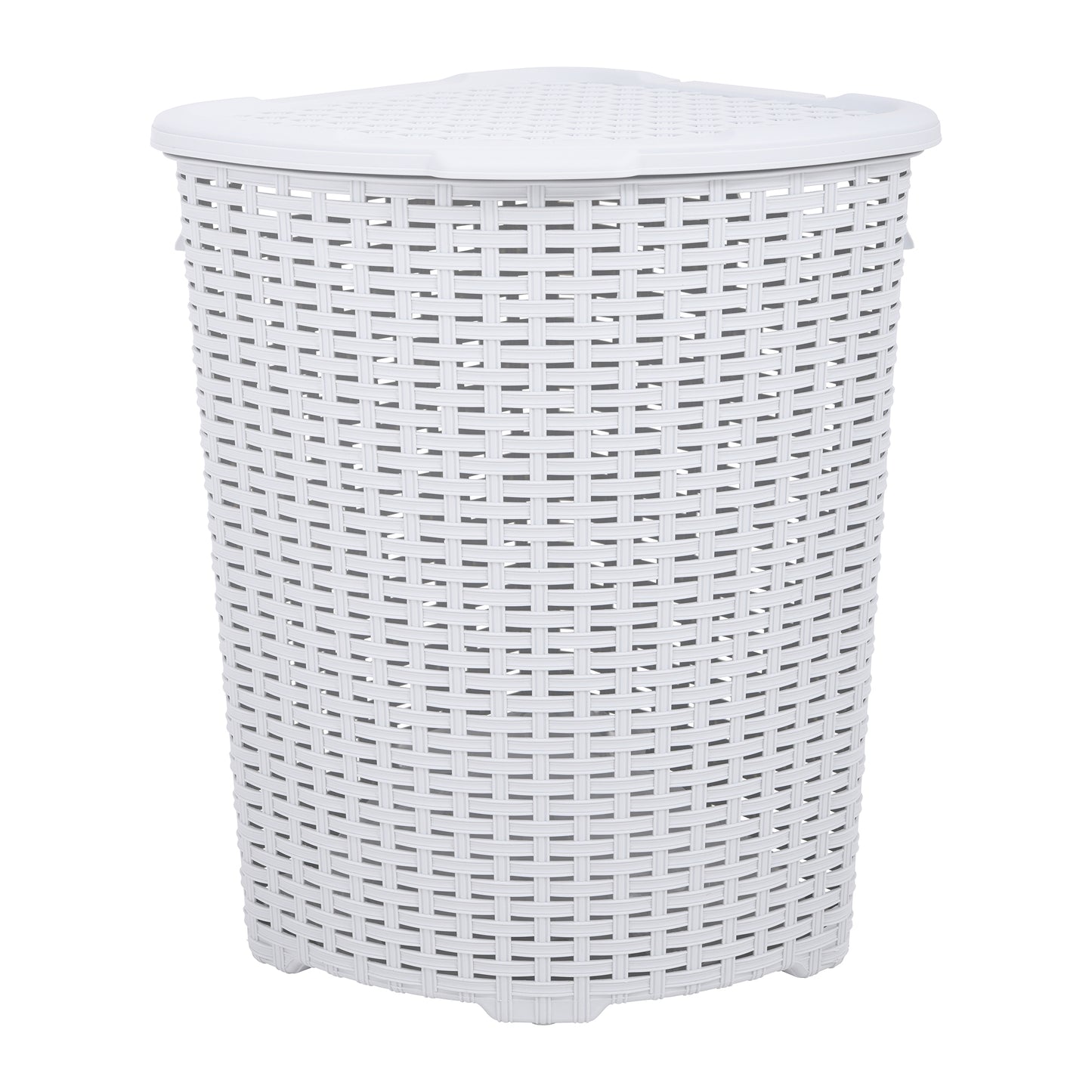 Wicker Style Corner Laundry Hamper, 50 Liter - White Smoke