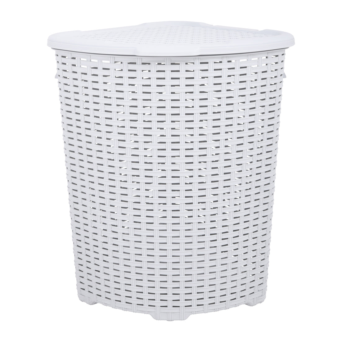 Wicker Style Corner Laundry Hamper, 50 Liter - White Smoke