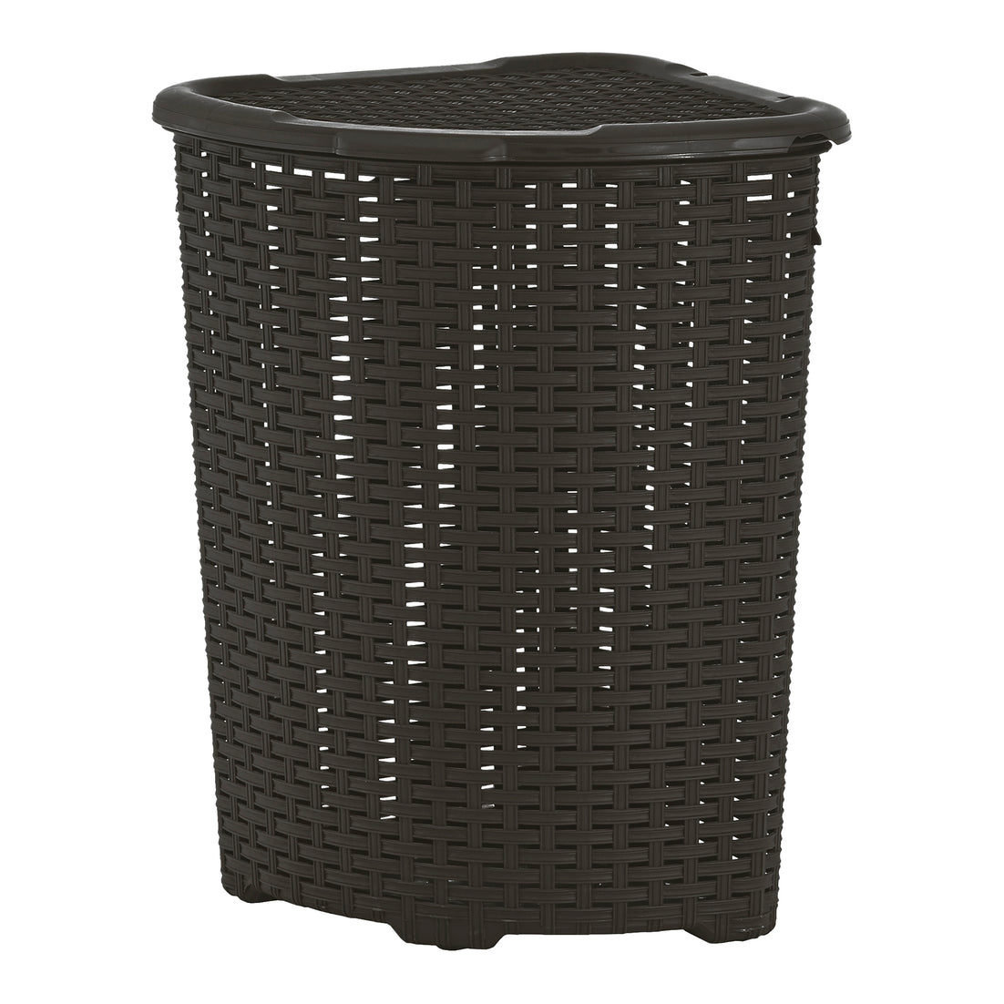 Wicker Style Corner Laundry Hamper, 50 Liter - Root Beer Brown