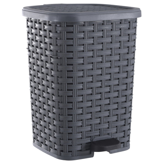 Step-On Trash Can, Wicker Style, 27 Qt - Onyx Grey