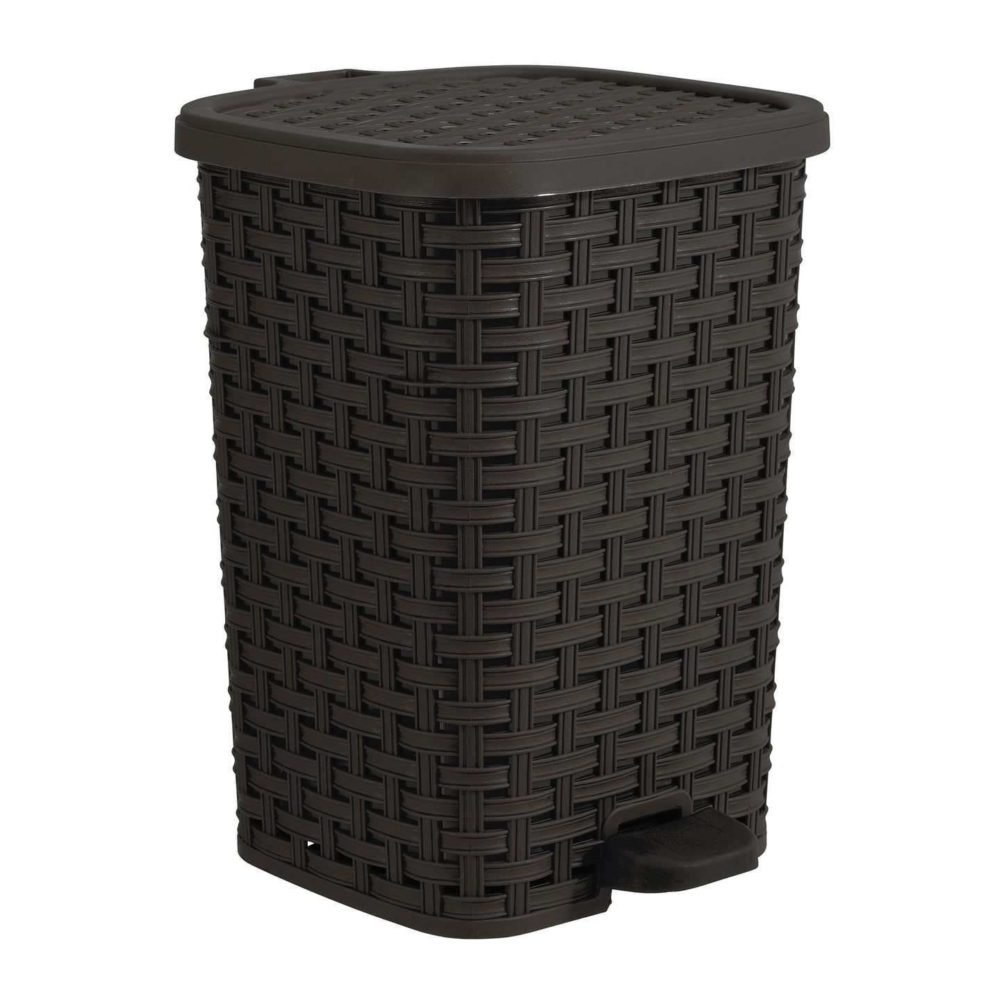 Step-On Trash Can, Wicker Style - New Brown 12 qt