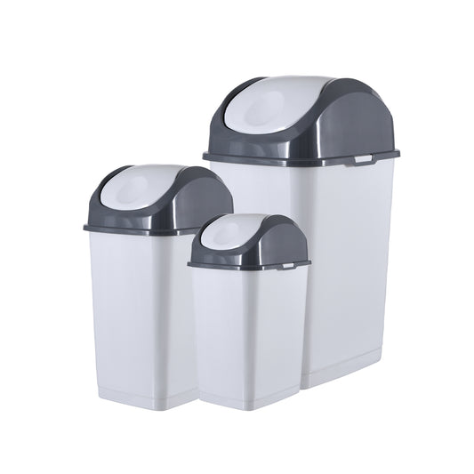 Swing Top Trash Can - White Smoke (3 Pack) 5 Qt, 10 Qt, 18 Qt