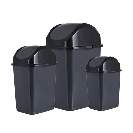 Swing Top Trash Can - Grey (3 Pack) 5 Qt, 10 Qt, 18 Qt