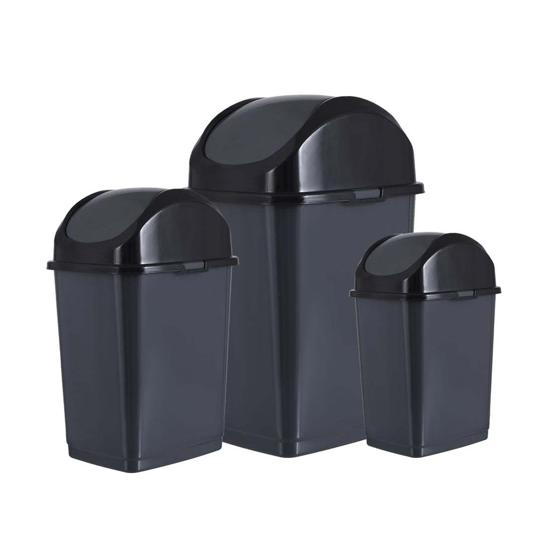 Swing Top Trash Can - Grey (3 Pack) 5 Qt, 10 Qt, 18 Qt