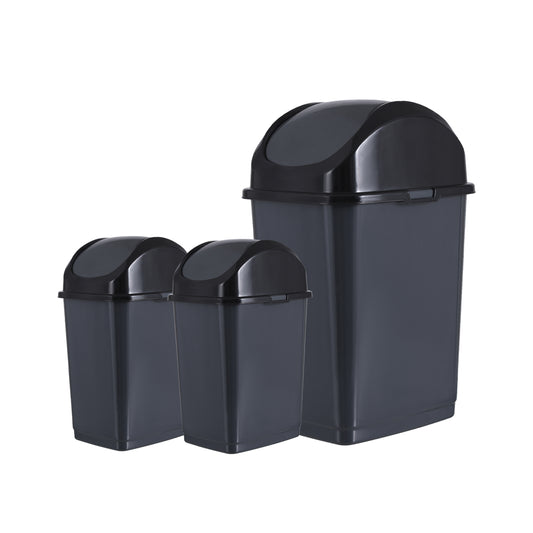 Swing Top Trash Can - Grey (3 Pack) 5 Qt, 18 Qt