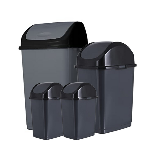 Swing Top Trash Can - Grey (4 Pack) 2.5 Gal, 9 Gal, 13 Gal