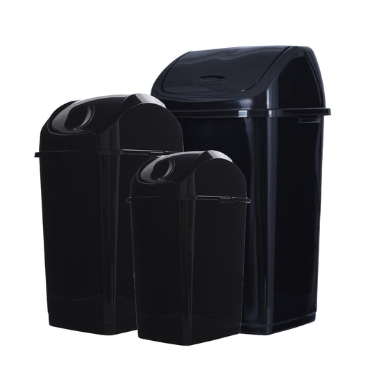 Swing Top Trash Can - Black (3 Pack) 4.5 Gal, 9 Gal, 13 Gal