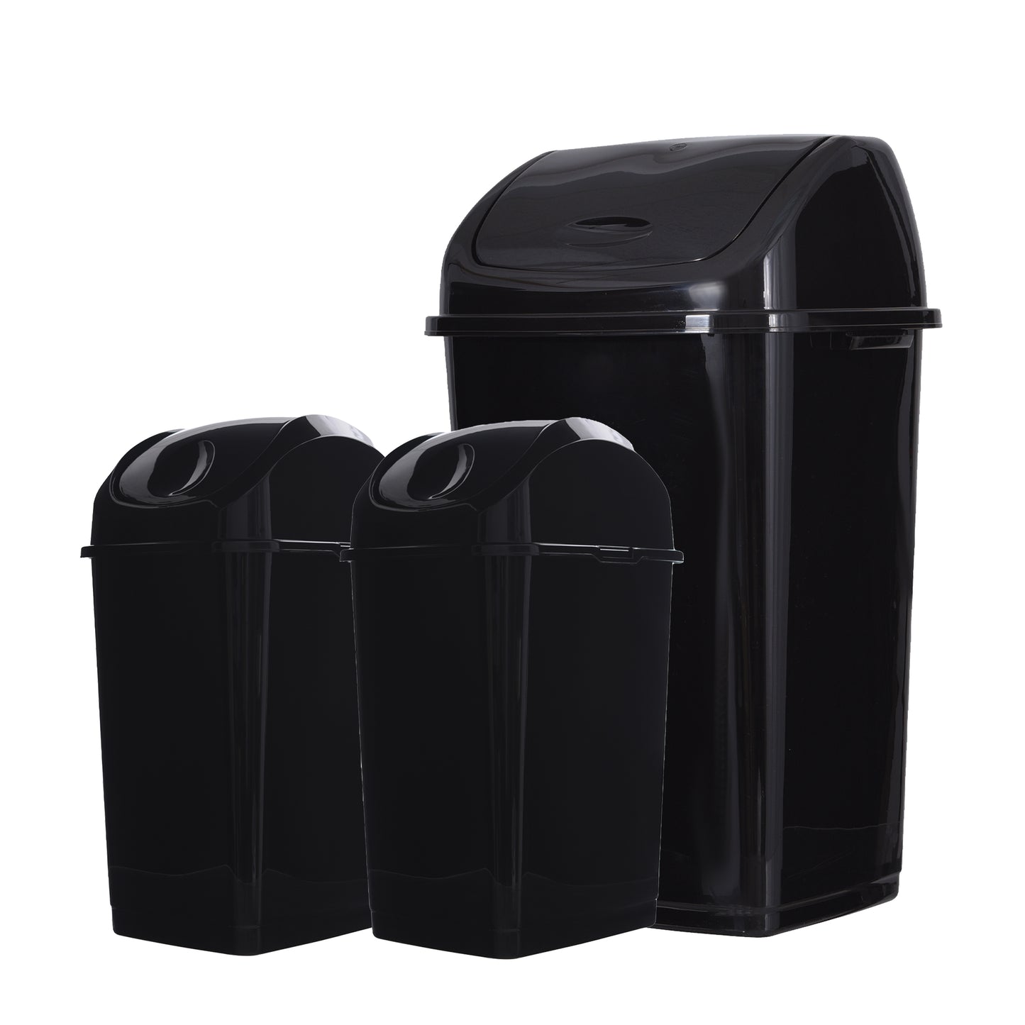 Swing Top Trash Can - Black (3 Pack) 4.5 Gal, 13 Gal