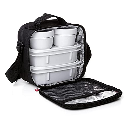 Insulated Lunch Bag with Food  Containers, Black