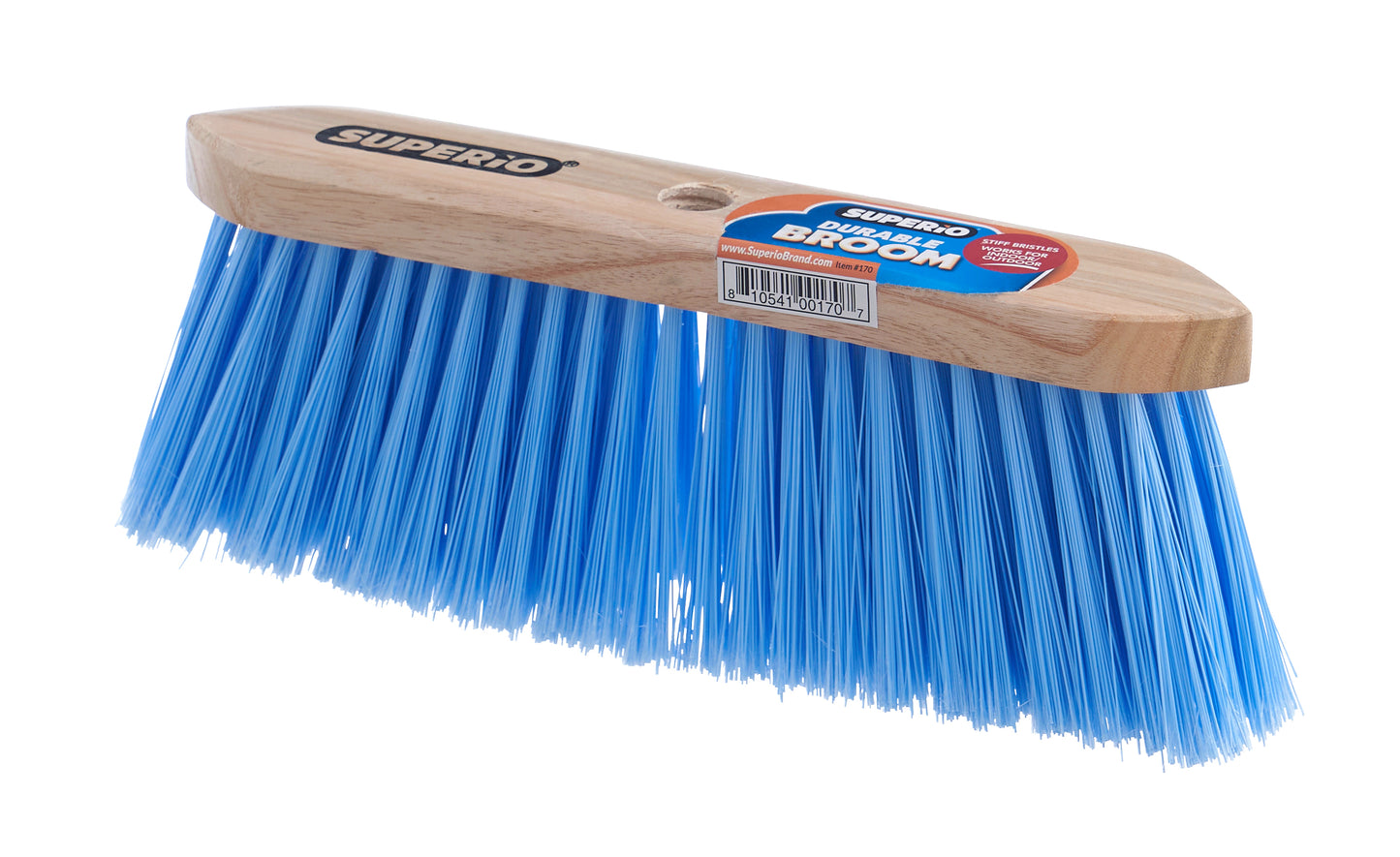 Wood Broom with Blue Synthetic Bristles