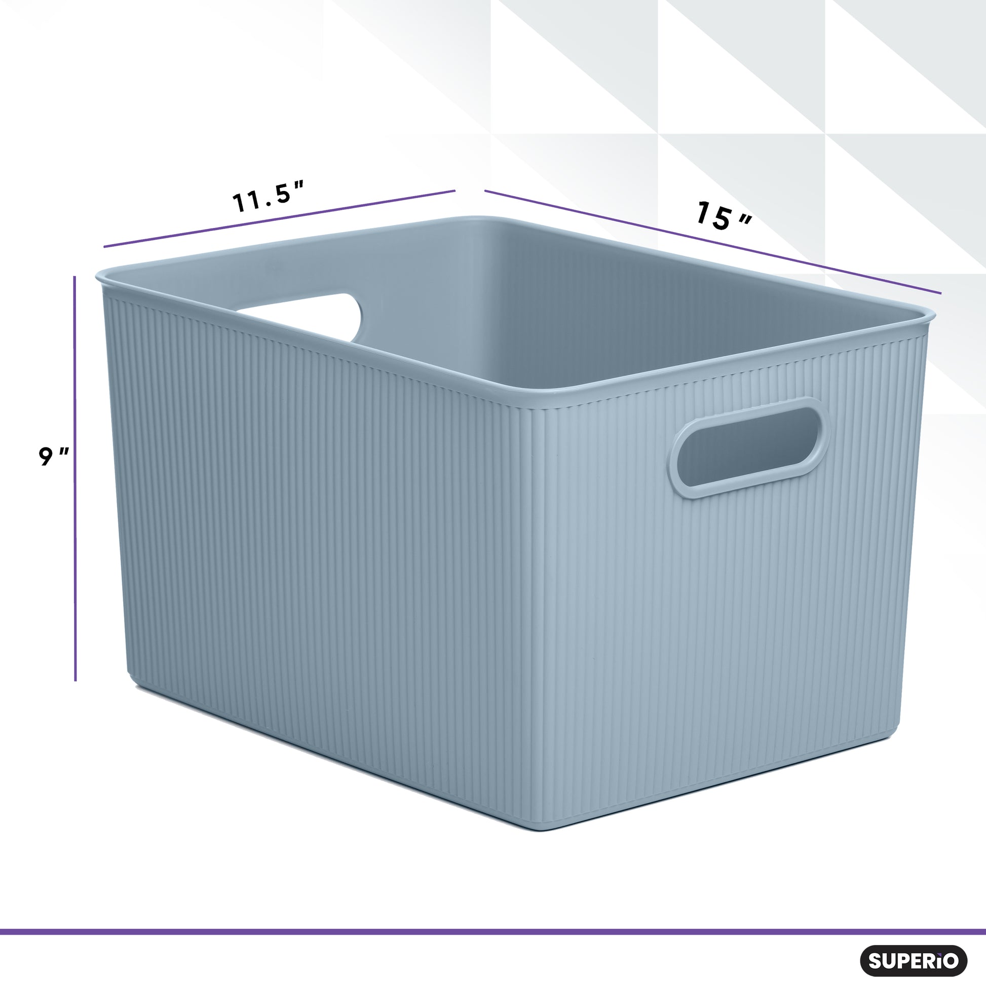 Superio 22 L Ribbed Storage Bin - Stone Blue