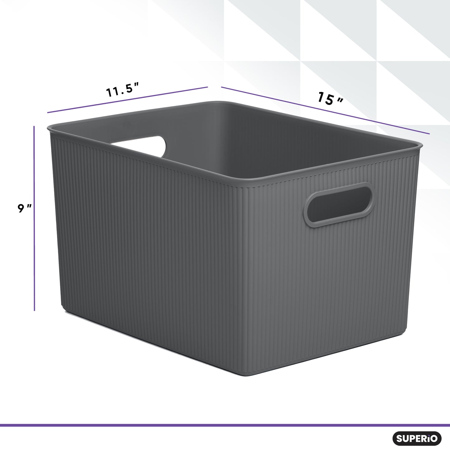 22 Liter Ribbed Storage Bin Grey