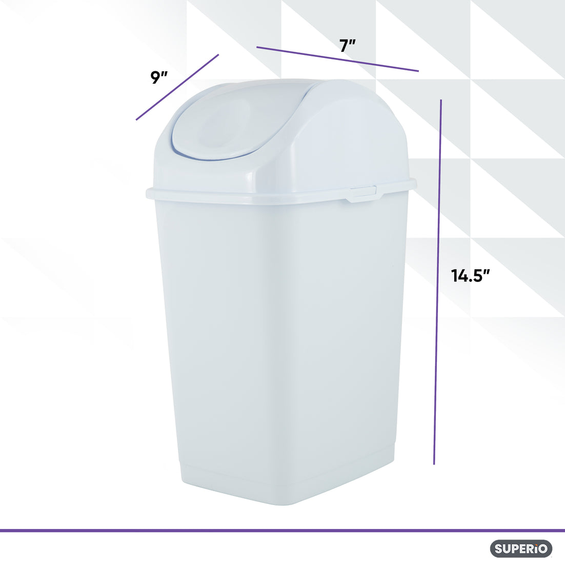 Swing Top Trash Can, 10 Qt - White