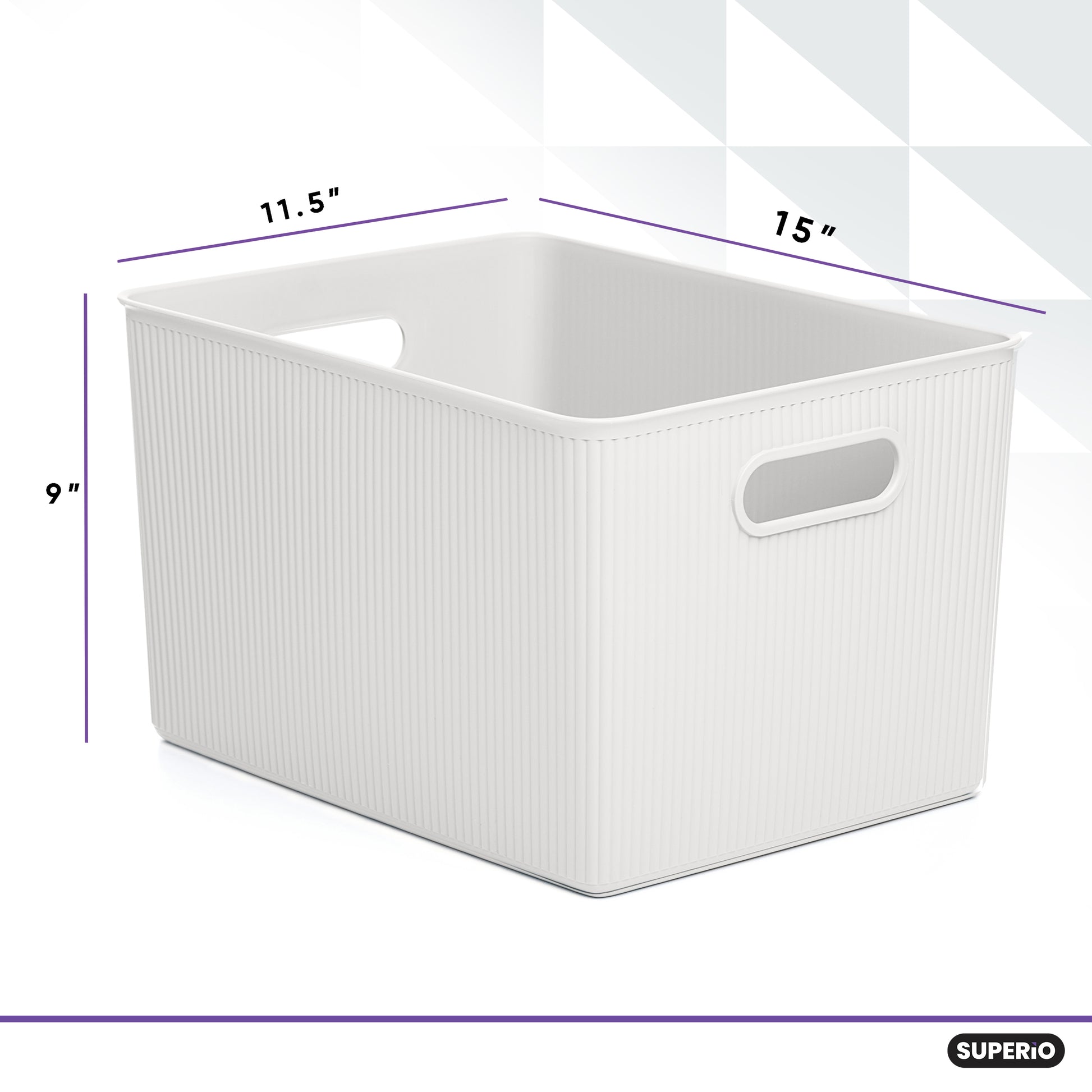 Superio Ribbed Collection - Decorative Plastic Lidded Home Storage Bins  Organizer Baskets, Large Lilac Purple (1 Pack - 15 Liter) Stackable  Container