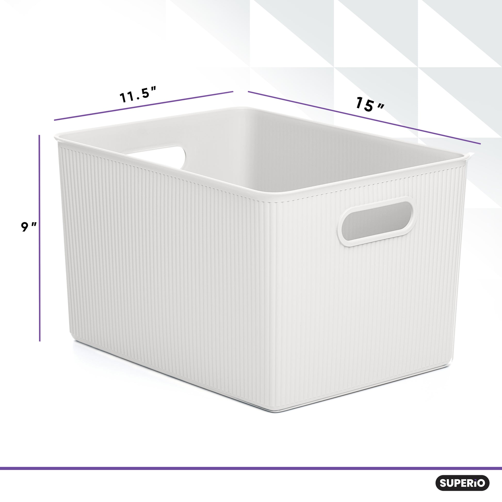 Superio 22 L Ribbed Storage Bin - White