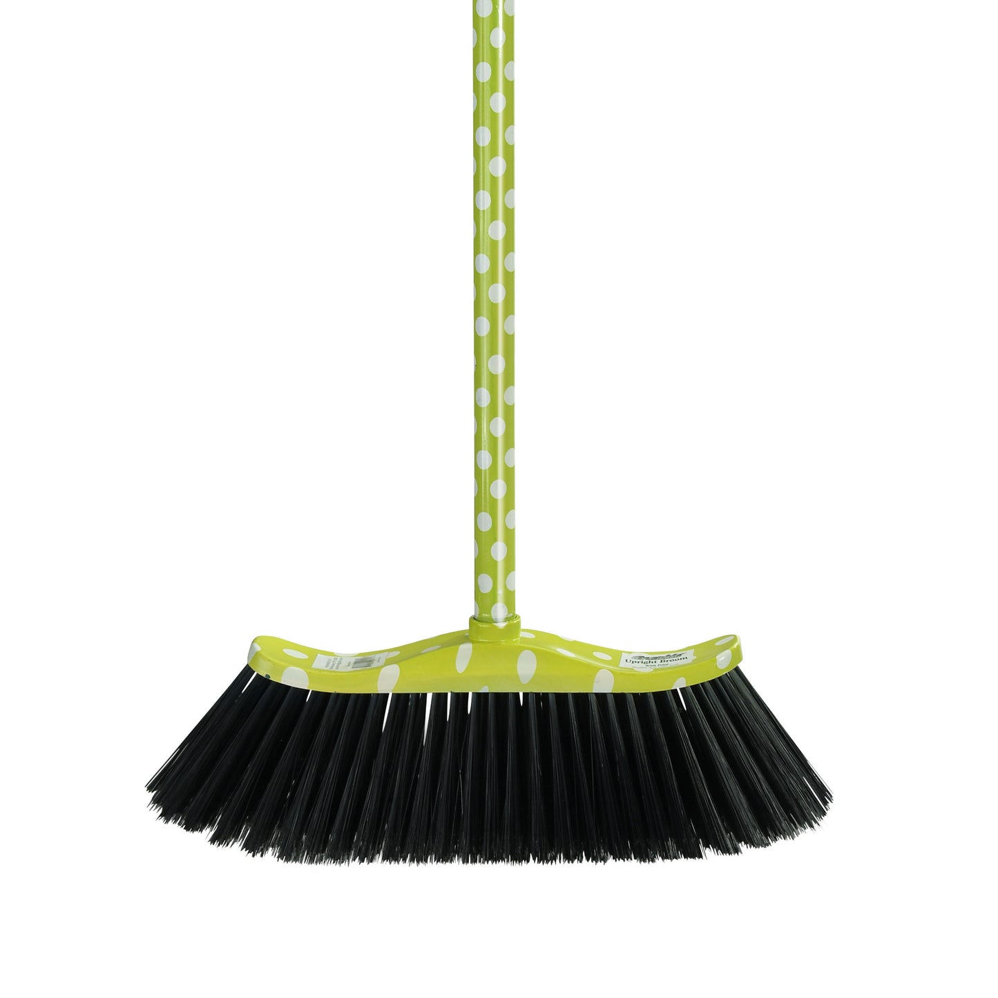 Upright Broom with Polka-Dot Design and Metal Handle.