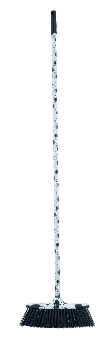 Black/White Splash Design Broom with Metal Handle.
