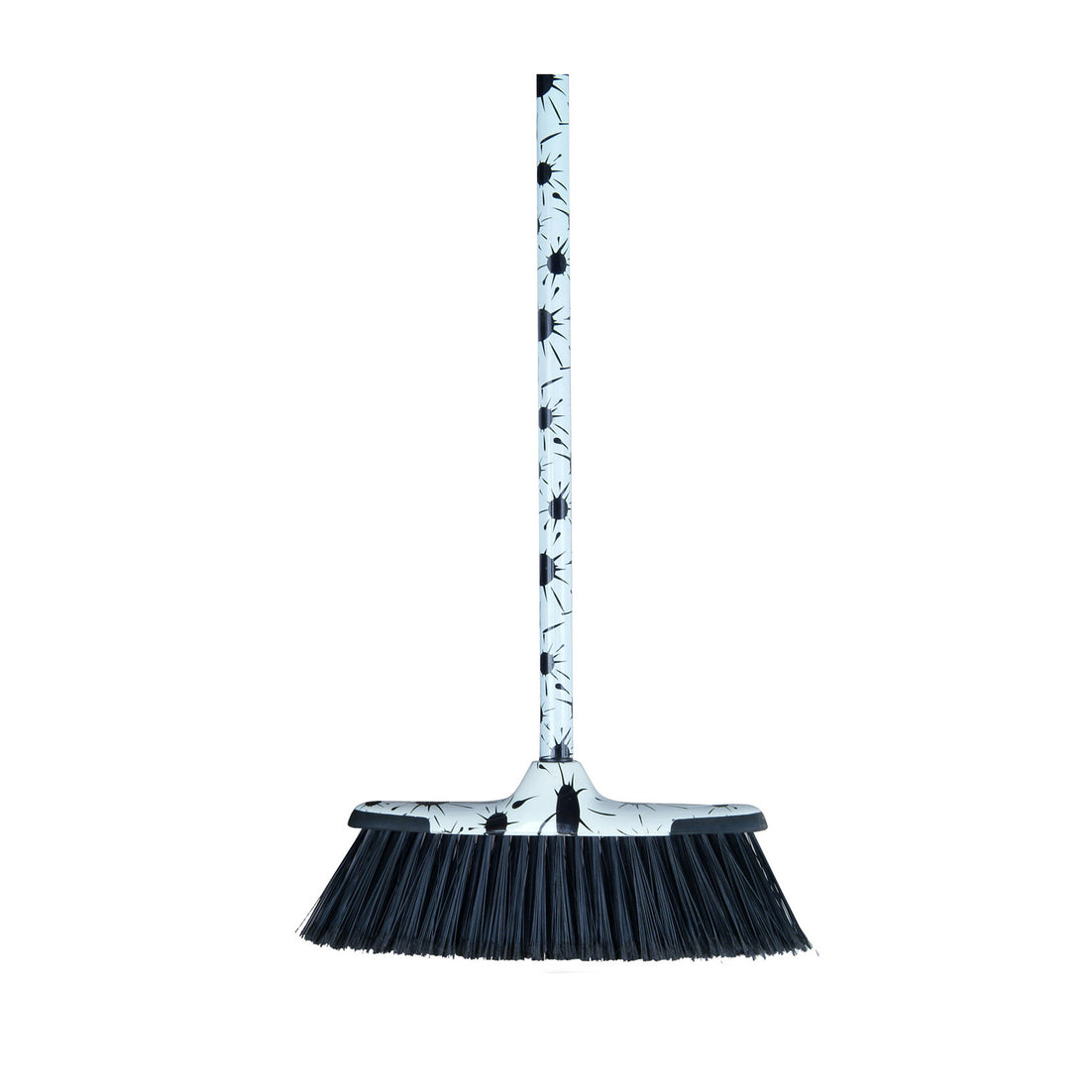 Black/White Splash Design Broom with Metal Handle.