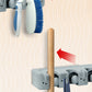 Mop And Broom Holder, Wall Organizer, 3 Slots and 4 Hooks