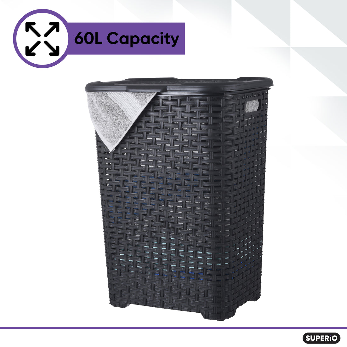 Black Wicker Hamper 60 Liter