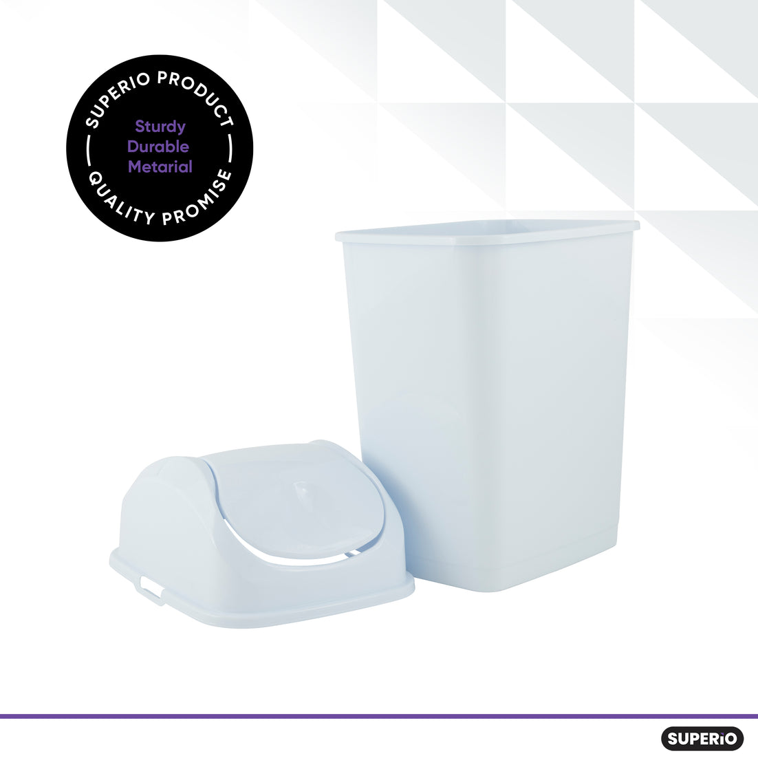 Swing Top Trash Can, 10 Qt - White