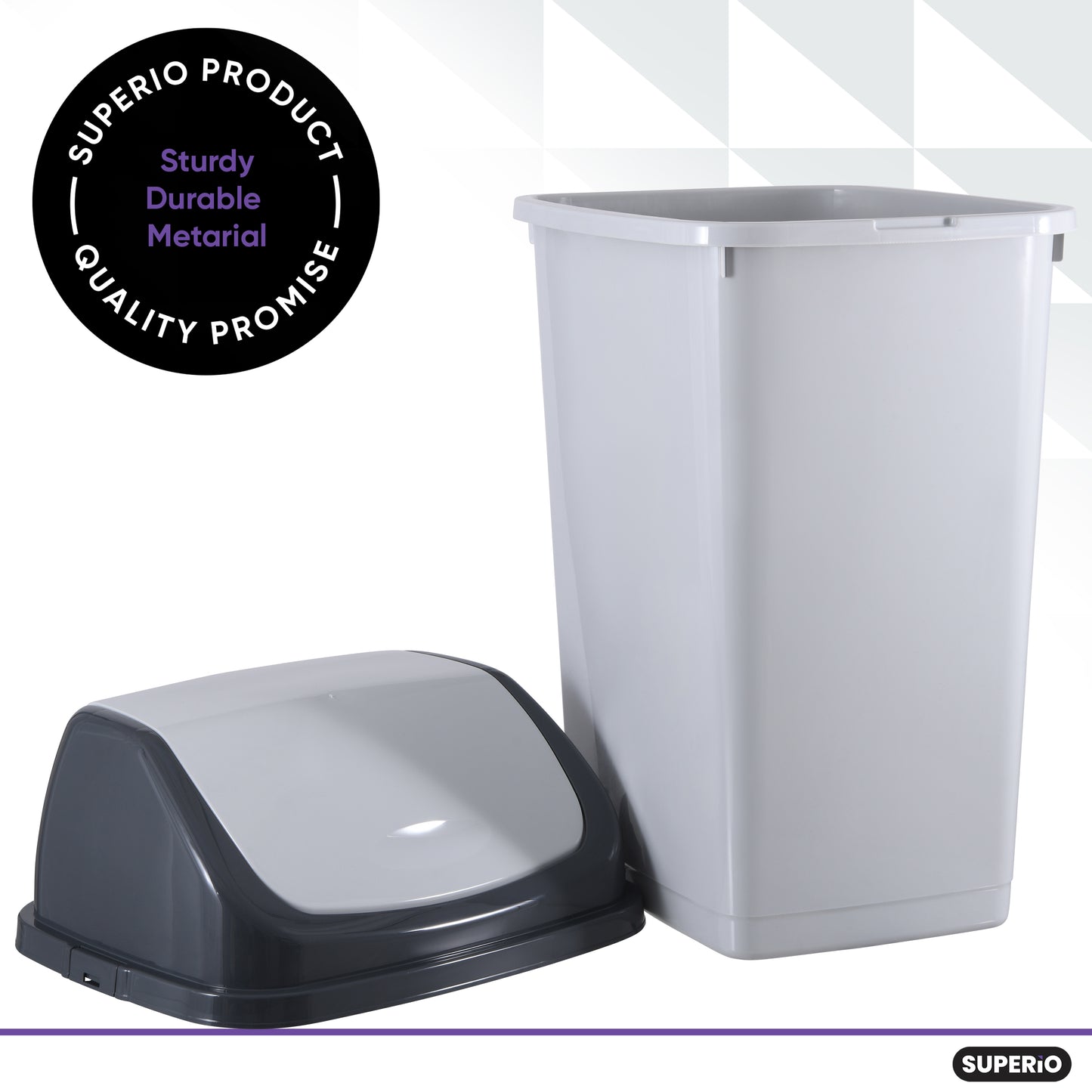 Swing Top Trash Can. 50 L/13 gal. (Black and Grey)