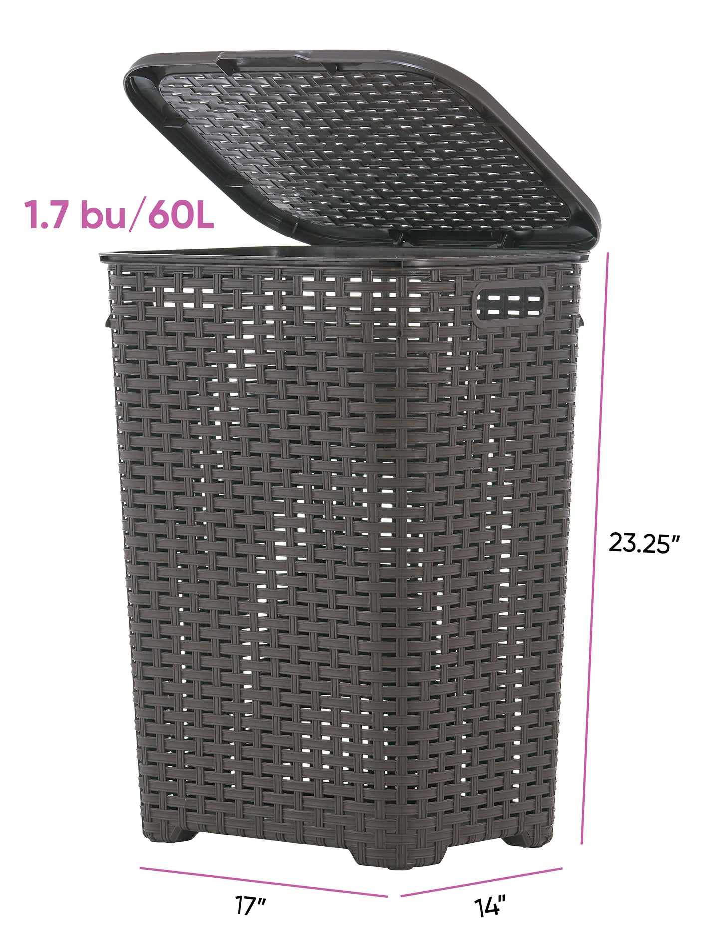 Wicker Style Laundry Hamper, 60 Liter.