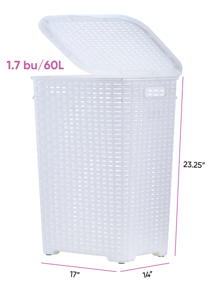 Wicker Style Laundry Hamper, 60 Liter.