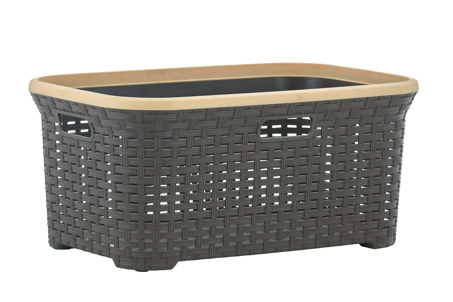 50-liter Wicker Style Laundry Basket with Cutout Handles.