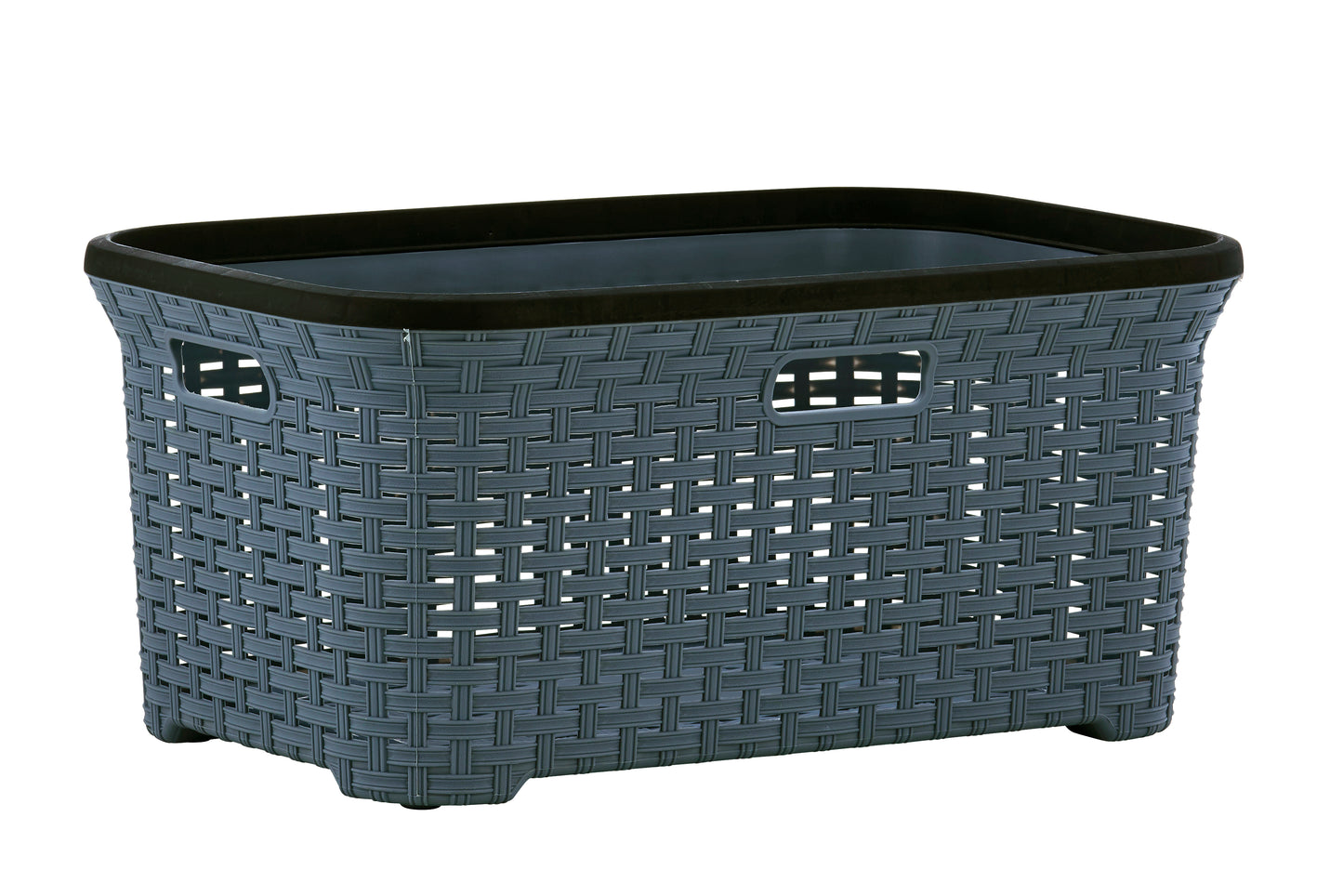 50-liter Wicker Style Laundry Basket with Cutout Handles.