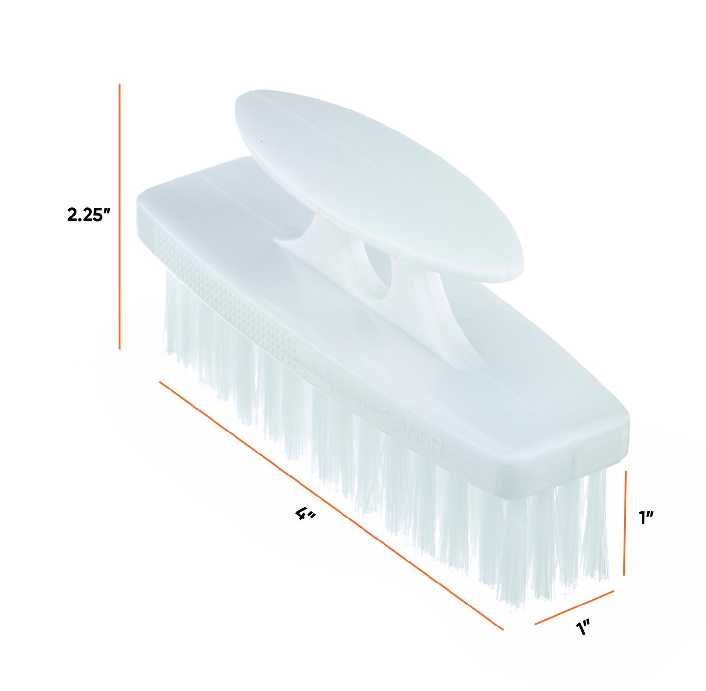 White Nail Brush with Handle 3-Pack.