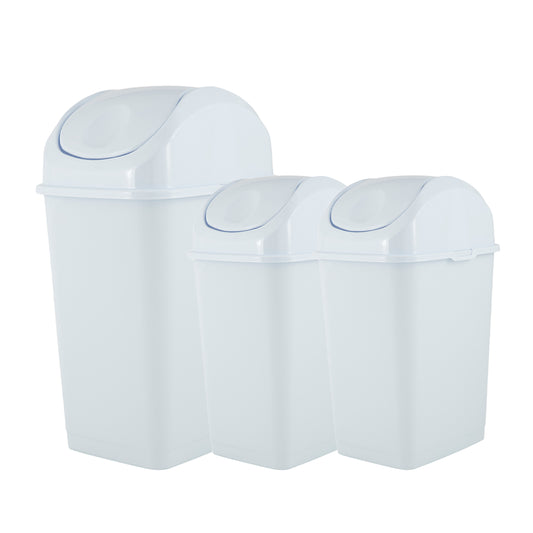 Swing Top Trash Can - White (3 Pack) 5 Qt, 10 Qt