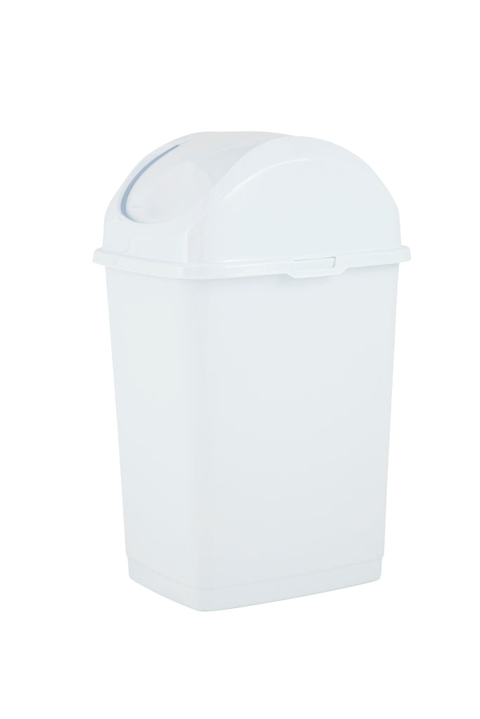 Swing Top Trash Can, 10 Qt - White