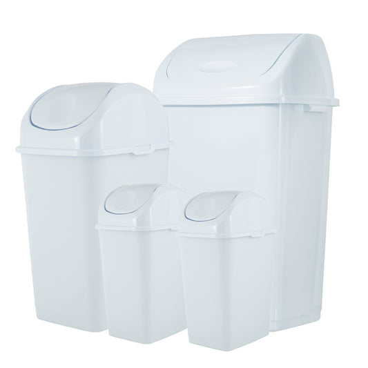 Swing Top Trash Can - White (4 Pack) 2.5 Gal, 9 Gal, 13 Gal