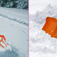 16" Wide Orange Snow Shovel with D-Shaped Wooden Handle. - Height 50"