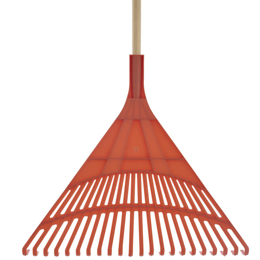 Orange Rake with 48" Wooden Handle.