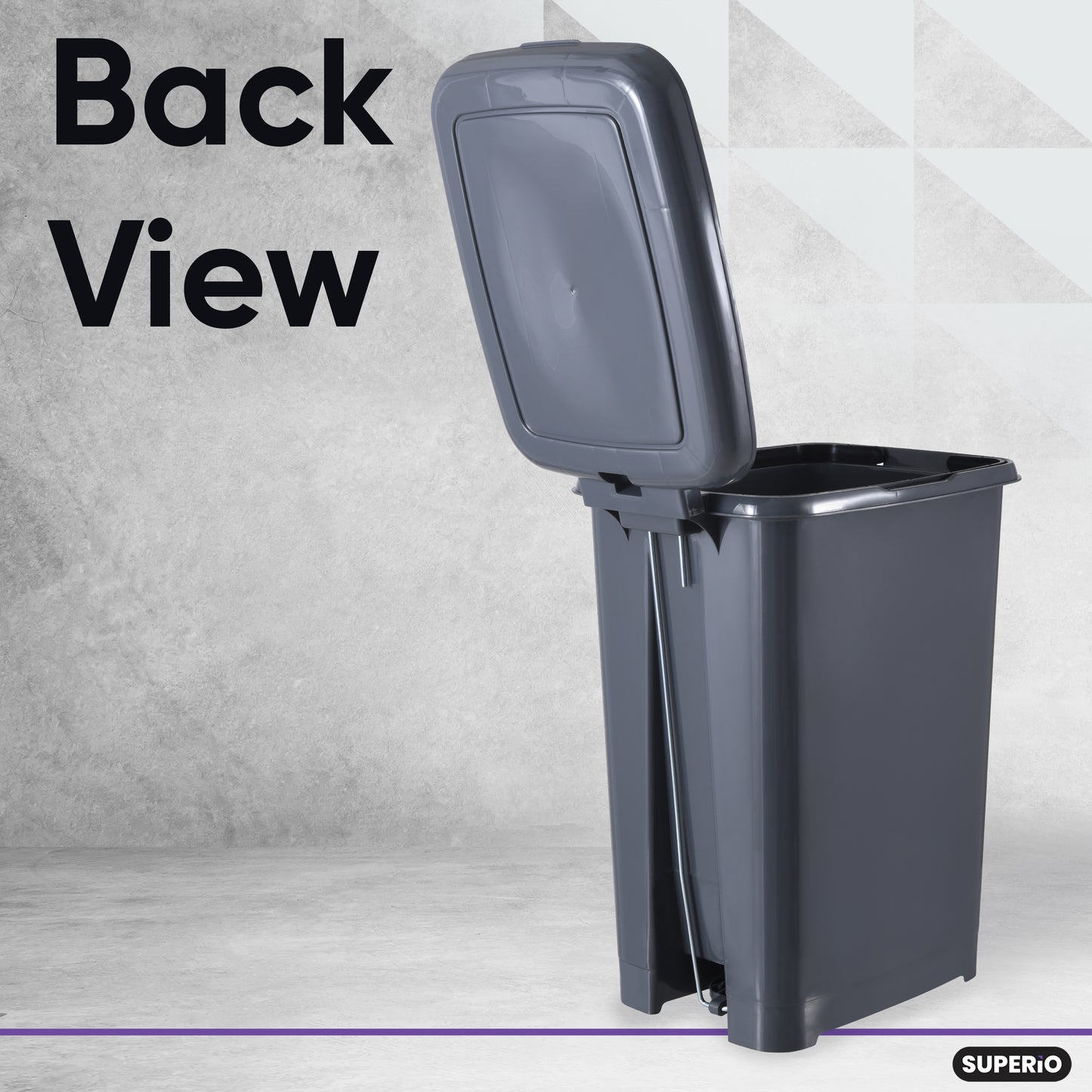 Slim Pedal Trash Can, 64 Qt - Onyx Grey