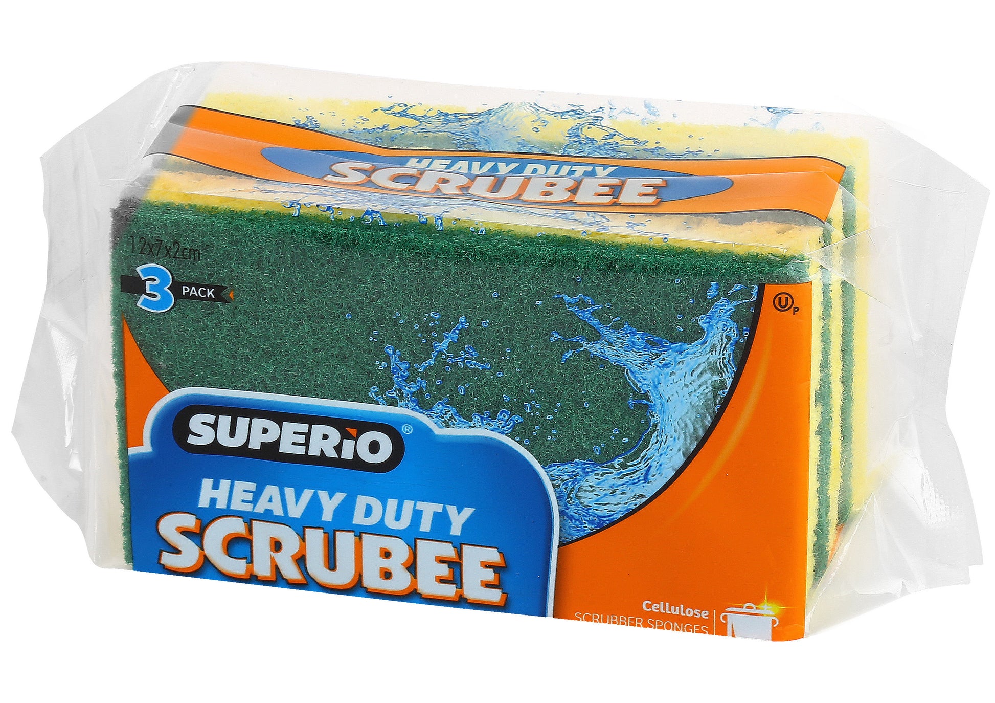 Heavy Duty Cellulose Scrub Sponge (12 X 7 X 2 cm -3-pack.)