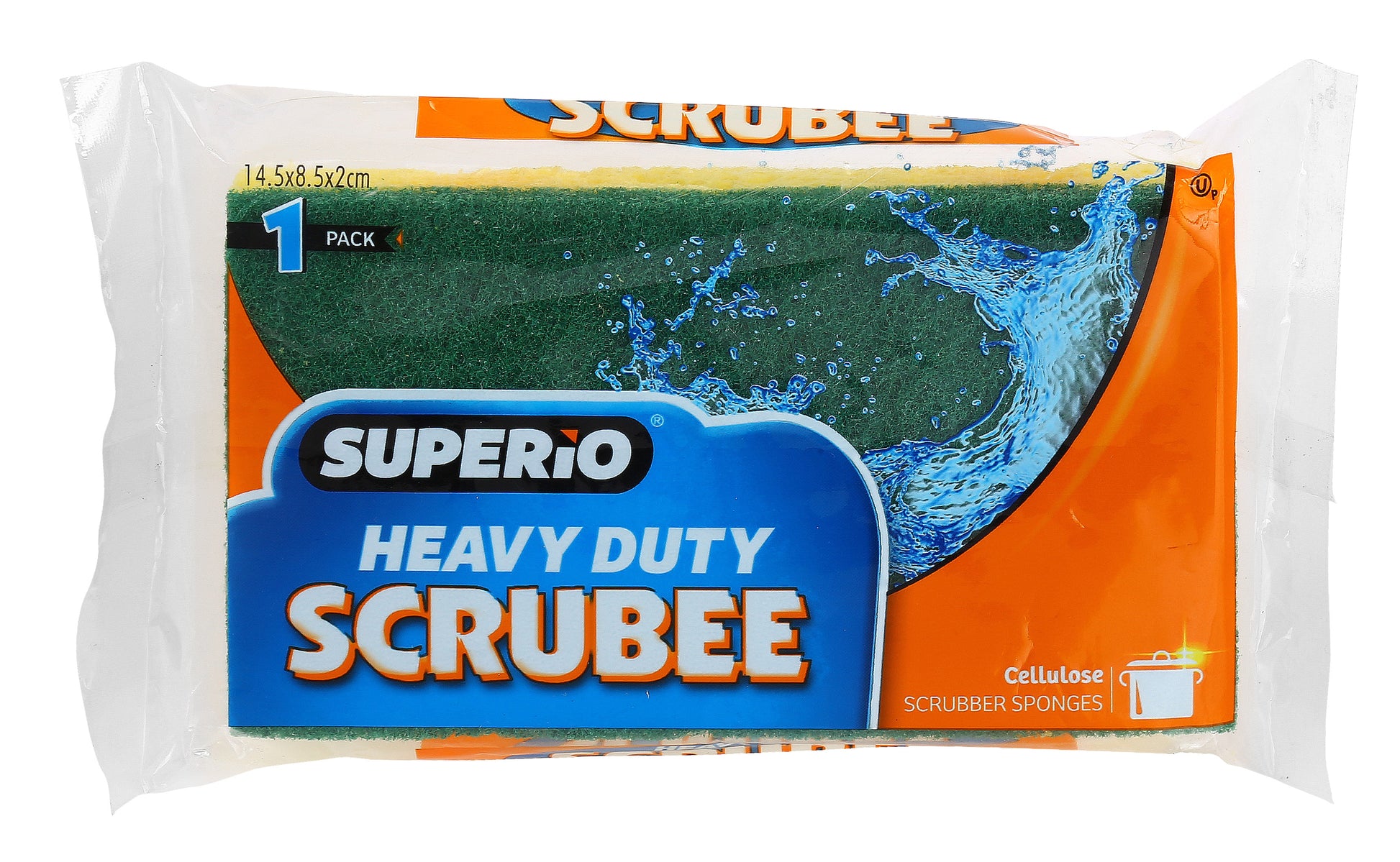 Superio Heavy Duty Cellulose Scrub Sponge, Large-8.5X14.5 (1-pack.)