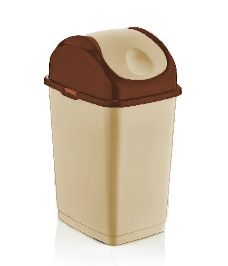 Swing Top Trash Can, 10 Qt - Beige/Brown